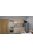 Lorina 210 cm konyhabútor Fehér korpusz - Bézs magasfényű MDF  front - Bézs magasfényű MDF  fiókelő és üvegkeret
